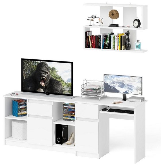 Мори компьютерный стол МС-1 левый + Тумба МТВ1204.1 + Полка 900, белый