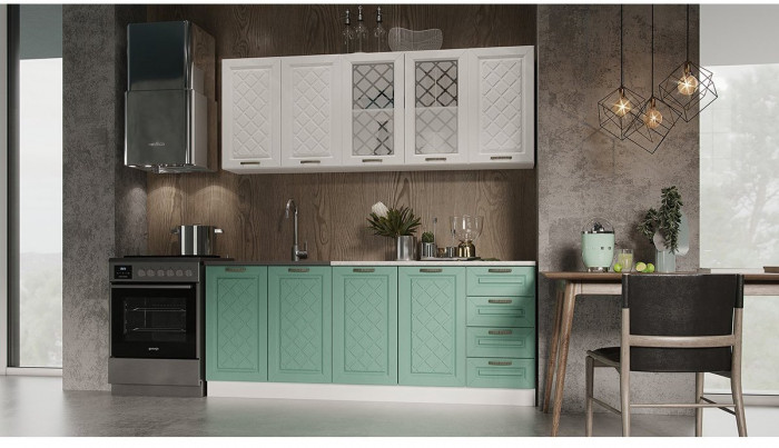 Кухня МДФ Агава 2000 (лиственница темная, Белый)