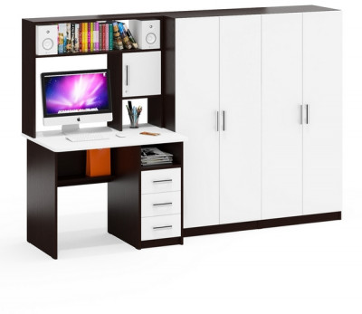 С-МД-СК9 Компоновка № 01, цвет венге/белый шагрень, ШхГхВ 242х70х160 см., НЕ универсальная сборка