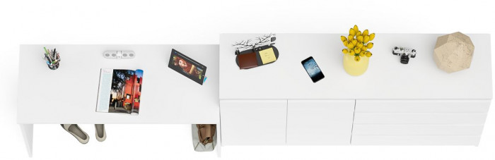 Мори письменный стол МСП1200.1 + Комод МК1600.1, белый