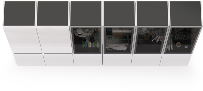 Сидней Комплектация № 019, корпус: белый/чёрный/фасады: МДФ белый глянец