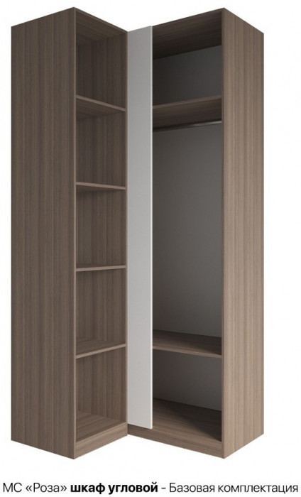 МС Роза Шкаф угловой Базовая комплектация, Ройс+ ручка скоба 2 шт., Орех Франклин карамель/Пудра скин