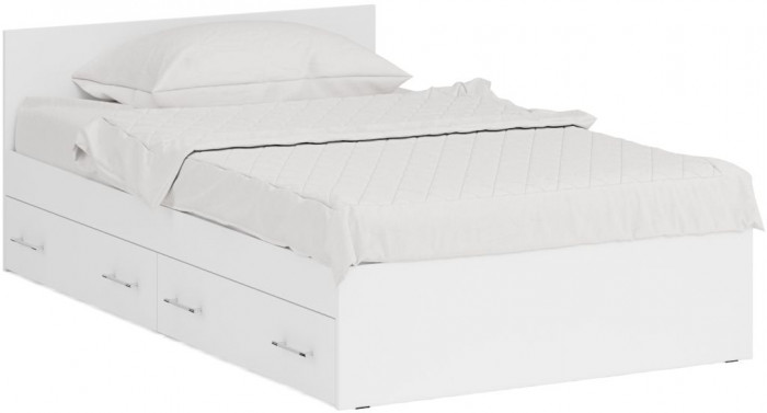 Кровать с ящиками 1200 + Шкаф 2-х створчатый Стандарт, белый