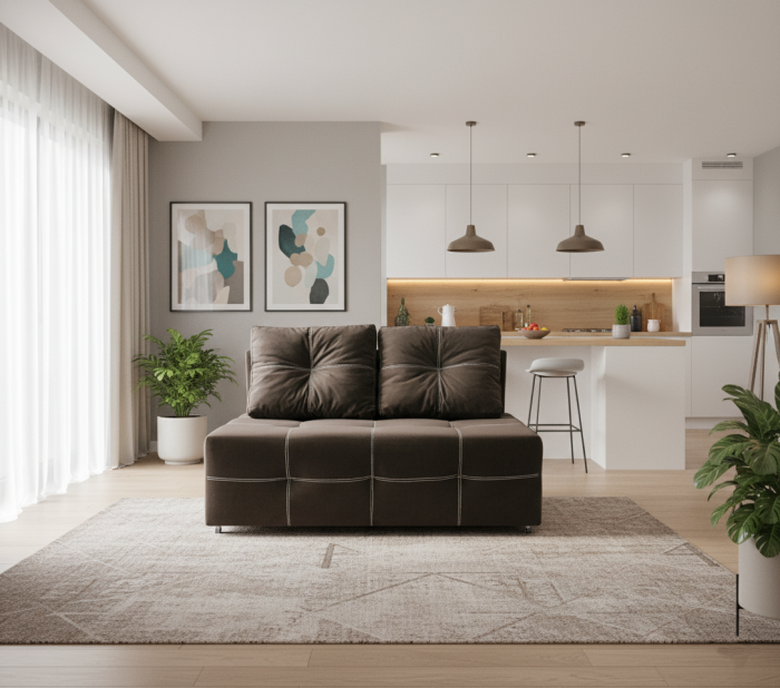 Диван-аккордеон Марс мини, сп.м. 160х200, велюр коричневый