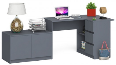 Мори компьютерный стол МС-16 правый + Тумба МА900.1, графит