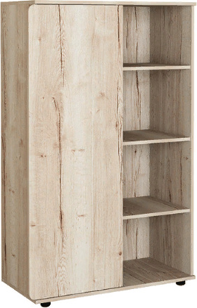Дельта Лофт 13 Шкаф с открытыми полками (Черный / Светлый дуб)