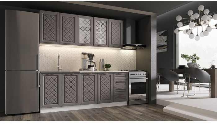 Кухня МДФ Агава 2000 (Лиственница светлая, Белый)