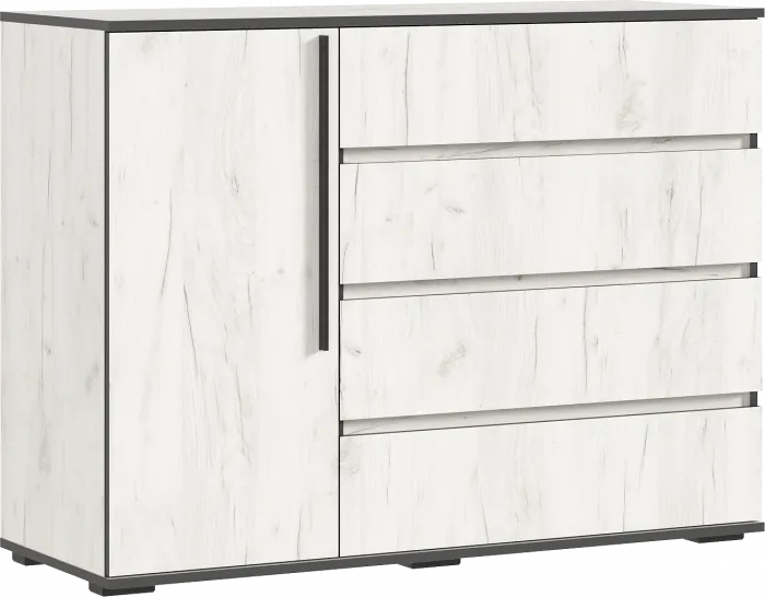 Норд Комод 1 дверь 4 ящика (1200), крафт белый