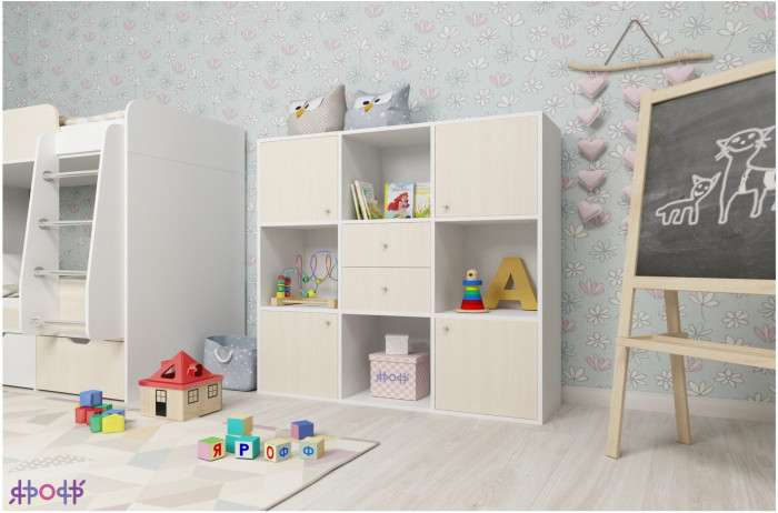 Стеллаж Джери (Дуб молочный/Ясень Анкор темный)