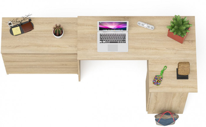 Мори Стол компьютерный МС-16 правый + Комод МК800.1, цвет дуб сонома, ШхГхВ 204,8х84,9х76,6 см., выдвижные ящики справа, НЕ универсальная сборка