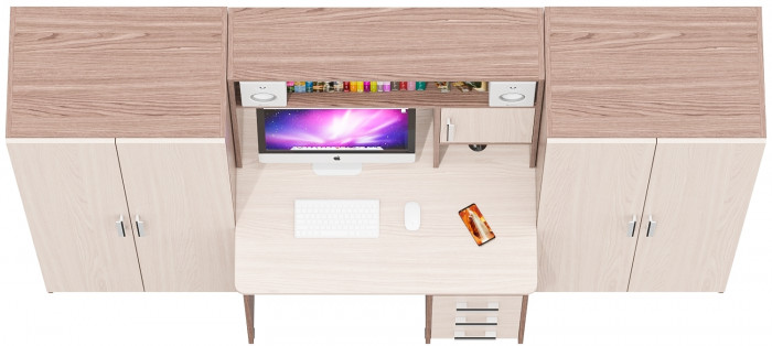 С-МД-СК9 Компоновка № 01, цвет ясень шимо светлый/ясень шимо тёмный, ШхГхВ 242х70х160 см., НЕ универсальная сборка