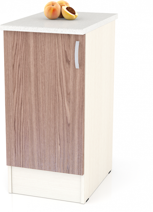 Кухня Мери ШН400 Стол 40 см., цвет дуб/ясень шимо тёмный, ШхГхВ 40х60х85 см., универсальная дверь (столешница № 130 сахара белая)