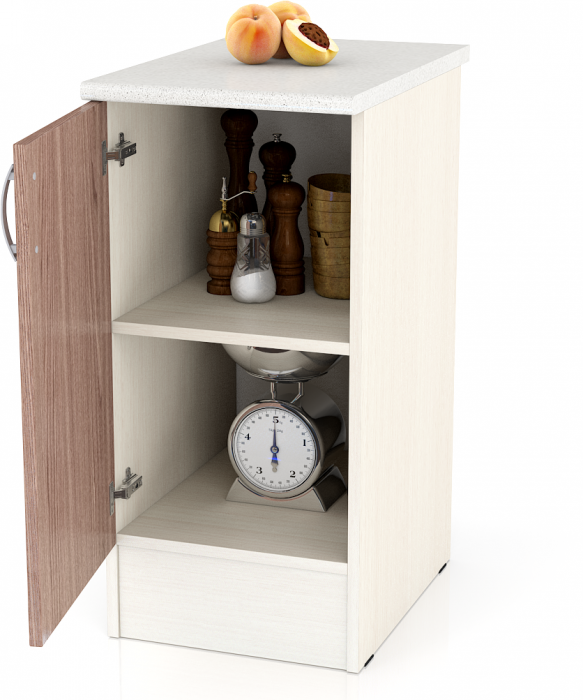 Кухня Мери ШН400 Стол 40 см., цвет дуб/ясень шимо тёмный, ШхГхВ 40х60х85 см., универсальная дверь (столешница № 130 сахара белая)