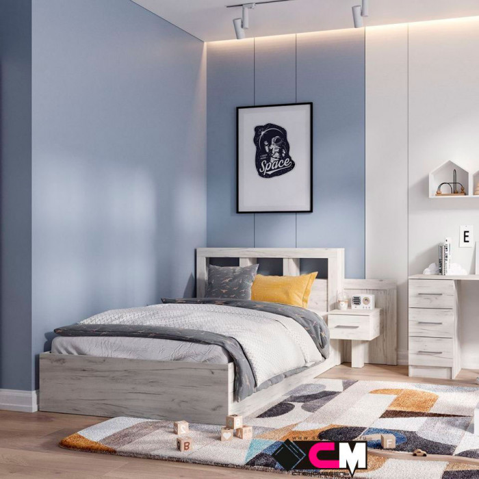 Гранд кровать 1,2  (1.272х0,950х2,210) дуб крафт белый