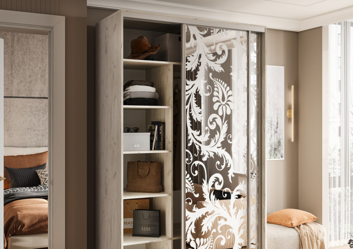 Шкаф-купе Тринити-3 (1,35 м), Дуб крафт белый