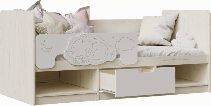 Юниор-4 Кровать 80х180 (Шарли бриз, Крафт белый)