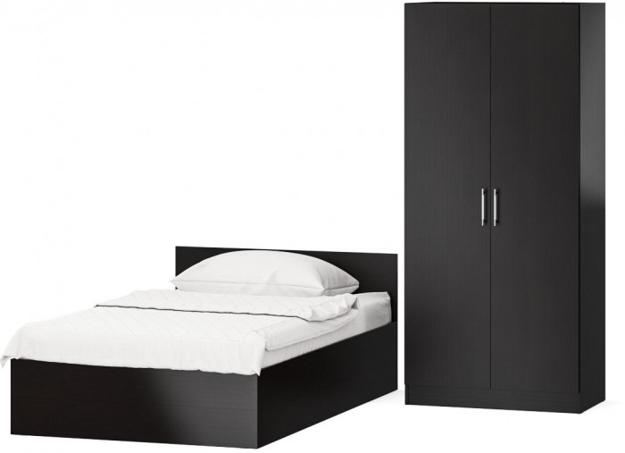 Кровать с ящиками 1200 + Шкаф 2-х створчатый Стандарт, венге