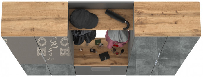 Октава Прихожая 27, серый графит/дуб крафт золотой/фасады МДФ серый графит