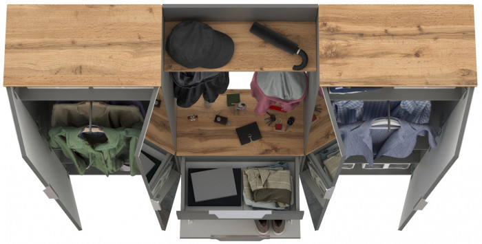 Октава Прихожая 27, серый графит/дуб крафт золотой/фасады МДФ серый графит