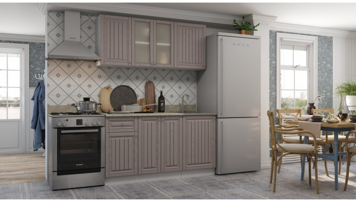 Кухня МДФ Хозяюшка 1500 (Фисташка, Белый)