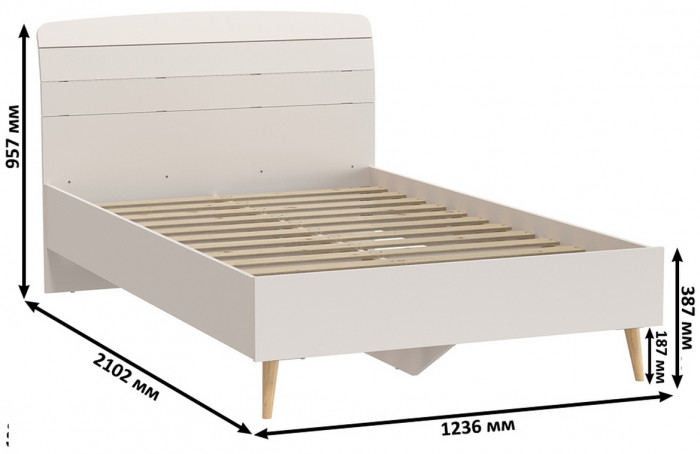 Афина Спальня 09-1200, цвет кашемир серый, сп.м. 1200х2000 мм., б/м, основание есть - фанера