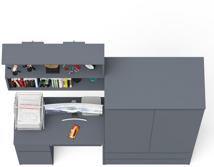 Мори Стол компьютерный МС-1 левый + Шкаф МШ900.1 + Полка 900, цвет графит, ШхГхВ 180,4х50,4х209,6 см., НЕ универсальная сборка