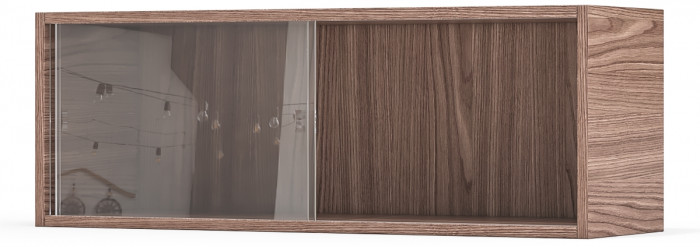 Полка книжная С-МД-КН01, цвет ясень шимо тёмный, ШхГхВ 83х25х30 см., стеклянные дверцы