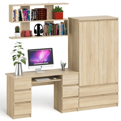 Мори компьютерный стол МС-2 + Шкаф МШ900.1 + Полка 1200, дуб сонома