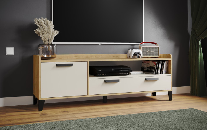 Тумба ТВ Парус-8, Дуб крафт золотой/Кашемир