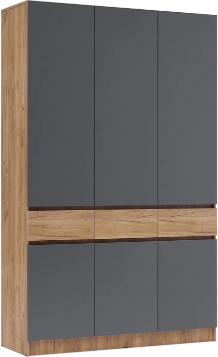 Прихожая Роджина Шкаф 3-х ств (Дуб крафт/Графит) (Дуб крафт/ Графит)