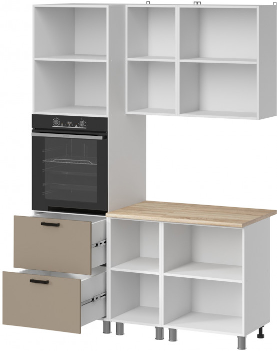 МК Аленушка 1,6м ПД Орешник Матовый Вижен,скоба черный,сонома (без столешницы)