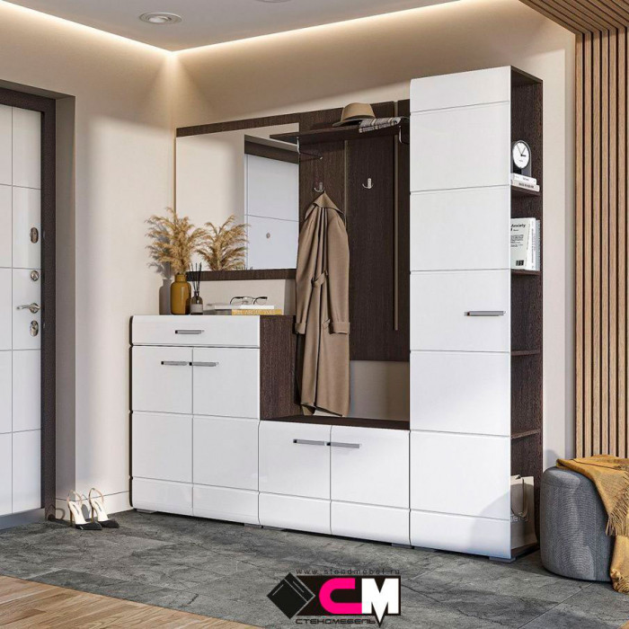 Прихожая Вегас Зеркало 800х814х20 венге/белый глянец