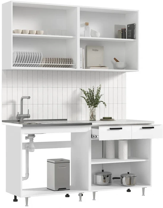 ЛДСП Кухня Рио NEW 1,6м крафт белый/белый