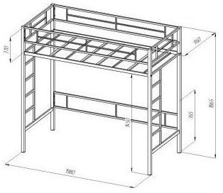 Кровать-чердак Севилья 1.1, серая