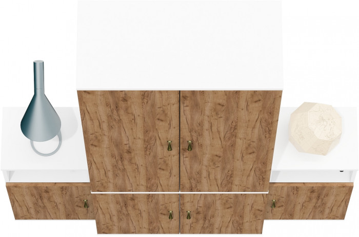 Лидер-8 Шкаф МД 20Б + Тумба МД 3.19 + Тумба МД 3.19, цвет белый шагрень/крафт золото, ШхГхВ 160х37,5х190 см., НЕ универсальная сборка