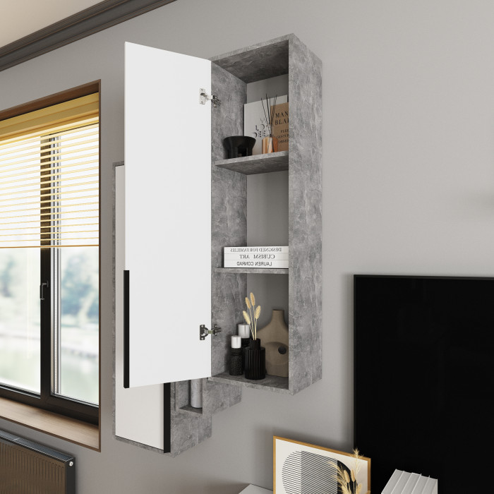 Малави Модульная Гостиная, композиция 1, Ателье светлое/Белый глянец