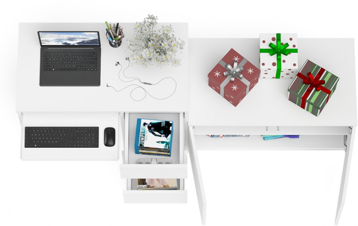 Мори Стол компьютерный МС-6 правый + Тумба МА900.1, цвет белый, ШхГхВ 180,4х50,4х76,6 см., выдвижные ящики справа, НЕ универсальная сборка