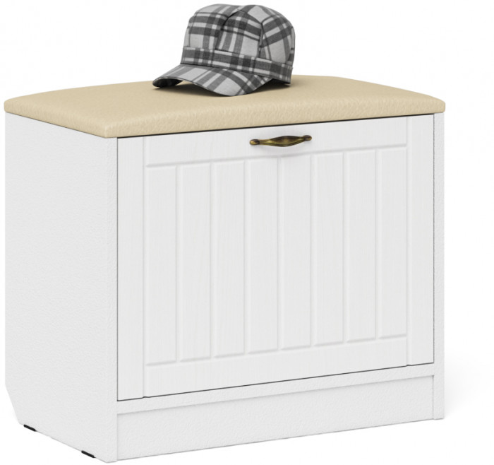 Прихожая П-6 Компоновка № 25, белая шагрень/фасады МДФ белое дерево фрезеровка прованс