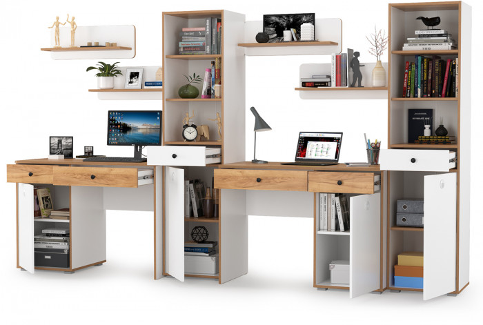 Вуди Компоновка № 16, белый премиум/дуб крафт золотой