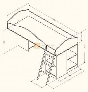 Кровать-чердак Дюймовочка-5.1, синяя