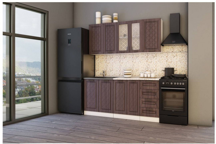 Кухня МДФ Агава 1600 (Акация белая / Мята, Белый)