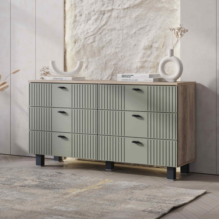 "Олива" КМ-04 комод Дуб каньон/MF12  эвкалипт софт