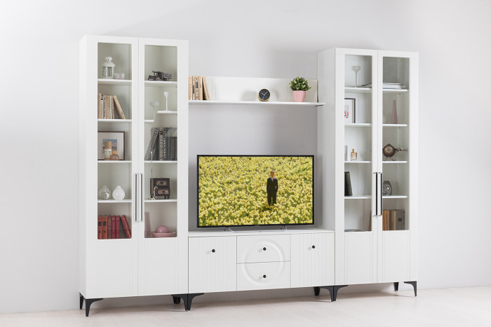 Валенсия Гостиная 16.481 Полка, ЛДСП белый шагрень/МДФ белый шагрень