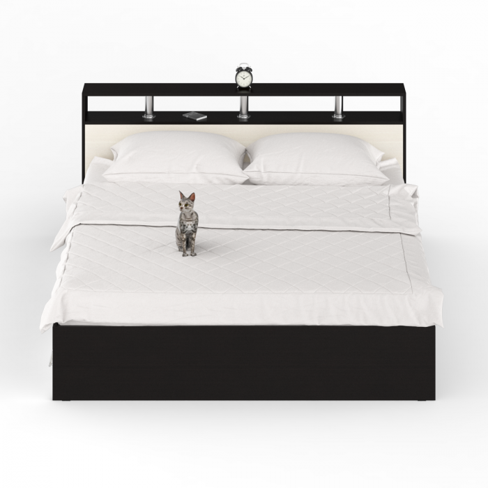 Камелия Кровать с ящиками 1800, цвет венге/дуб лоредо, ШхГхВ 183,5х217х78,2 см., сп.м. 1800х2000 мм., без матраса, основание есть