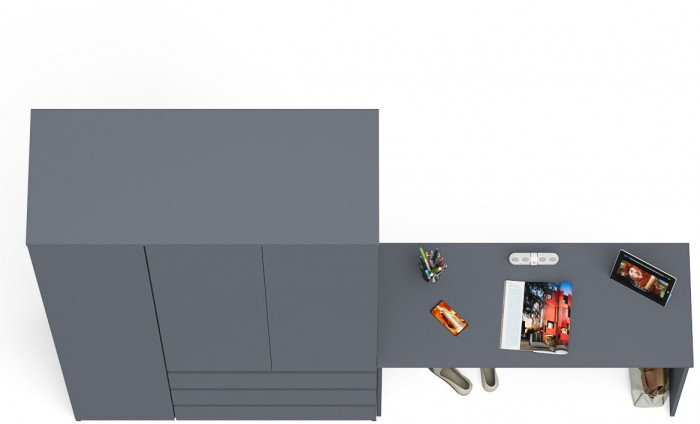 Мори Стол письменный МСП1200.1 + Шкаф МШ1200.1, цвет графит, ШхГхВ 240,8х50,4х209,6 см., универсальная сборка