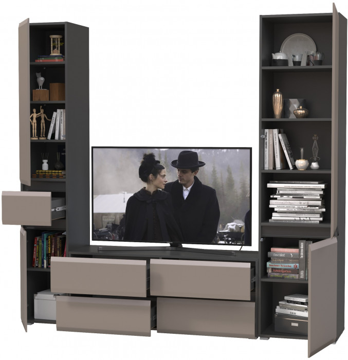 Сидней Комплектация № 022, корпус: антрацит/фасады: МДФ веллюто капучино