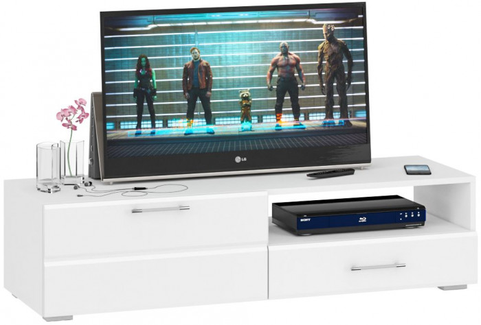 Спальня Стандарт 4-1800, белый/фасады ТВ тумбы МДФ белый глянец