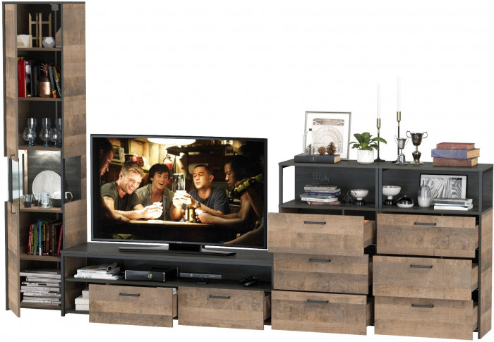 Трувор Гостиная 102, дуб гранж песочный/интра