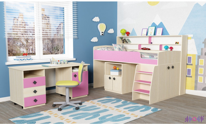 Кровать-чердак Малыш 5 (Винтерберг/Оранжевый)