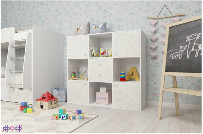 Стеллаж Джери (Дуб молочный/Ирис)